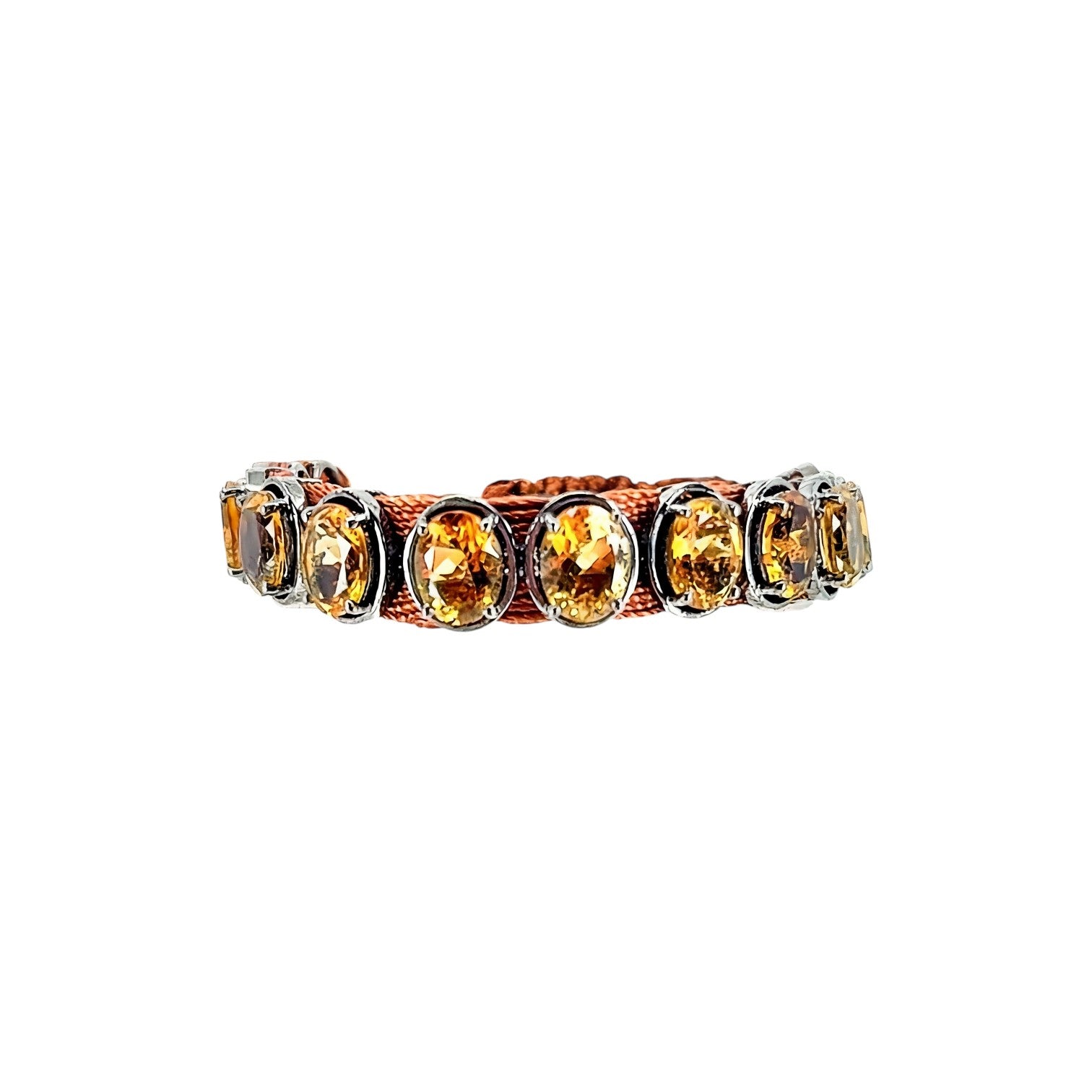 HEILI ROCKS Reef Bracelet with oval-cut amber gemstones set in sterling silver on adjustable cord.