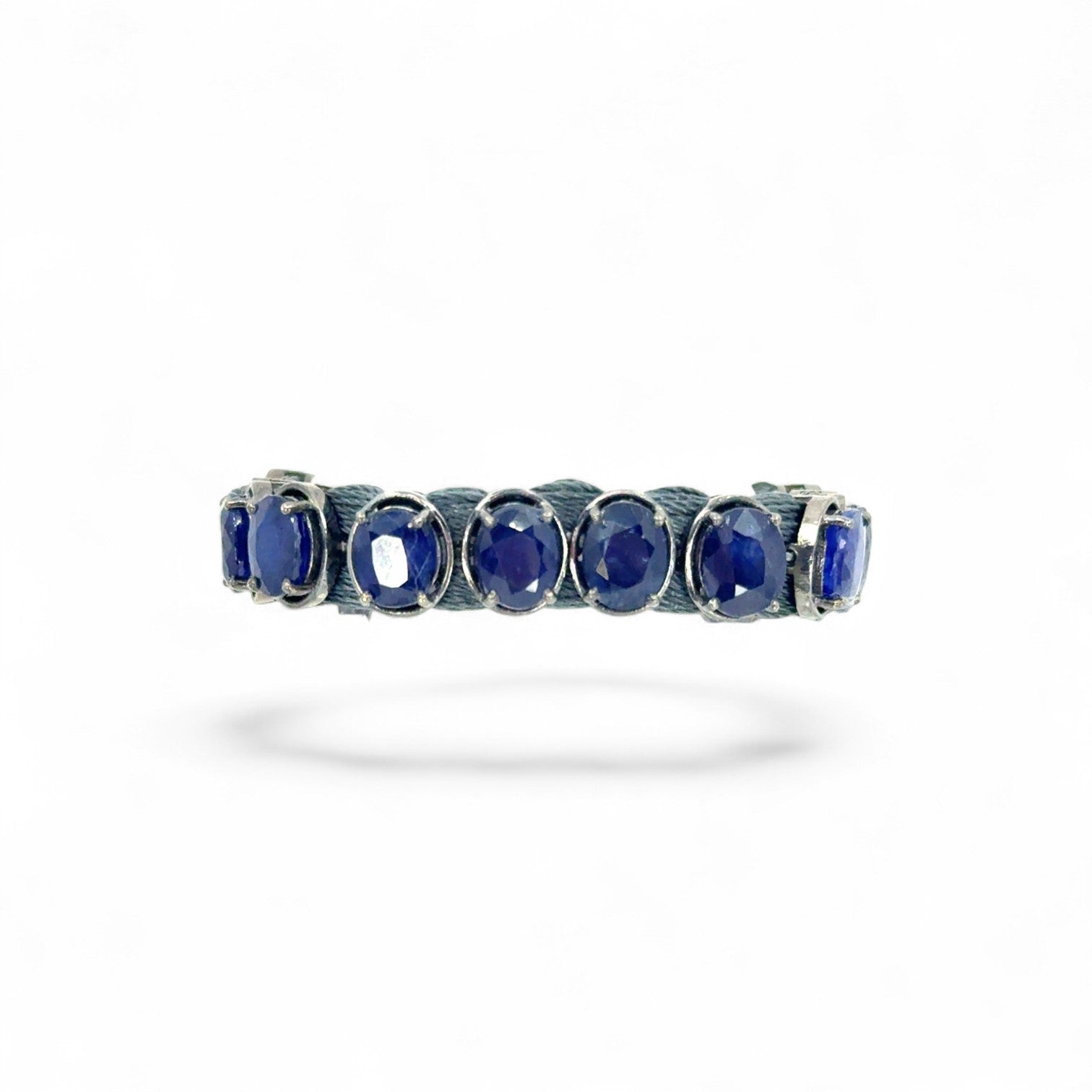 HEILI ROCKS blue sapphire oval-cut gemstone bracelet on adjustable cord